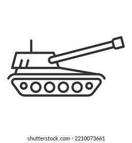 Self-propelled Artillery Icon. Army Artillery System Sign. Flat Style Vector Illustration Isolated On White Background