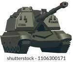 Self-propelled artillery installation on caterpillar tracks. military weapon