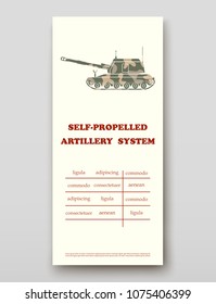 Self-propelled artillery system technology annual report brochure flyer design template vector, Leaflet cover presentation abstract background layout