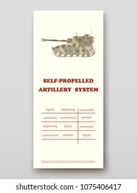 Self-propelled artillery system technology annual report brochure flyer design template vector, Leaflet cover presentation abstract background layout