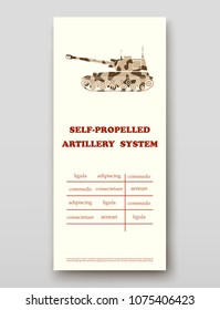 Self-propelled artillery system technology annual report brochure flyer design template vector, Leaflet cover presentation abstract background layout
