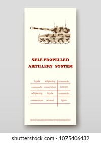 Self-propelled artillery system technology annual report brochure flyer design template vector, Leaflet cover presentation abstract background layout