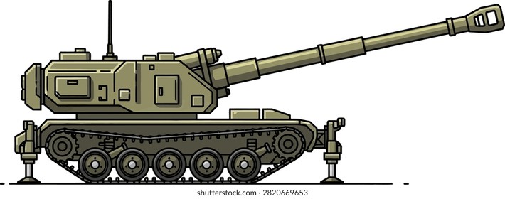 Self-propelled gun designed for rapid deployment and providing indirect fire support on the battlefield.
