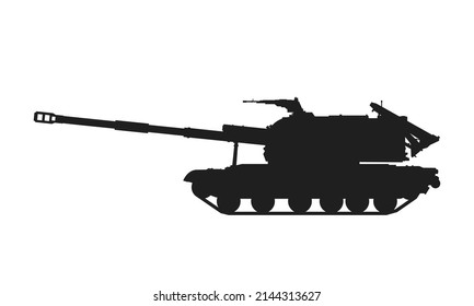 obús autopropulsados 2s19 msta-s. sistema de artillería del ejército. imagen vectorial aislada para infografías militares y diseño web