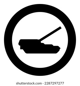 Self-propelled howitzer artillery system icon in circle round black color vector illustration image solid outline style