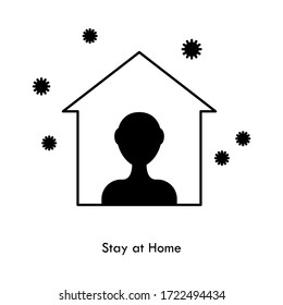 Self-quarantine. Home quarantine from Covid-19. Recommendation to prevent spreading coronavirus. Stay home icon. Social Distancing and Self Quarantine. 