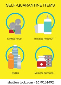 Self-Quarantine Items Covid-19 Vector Illustration Set