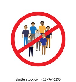 Self-quarantine. Social distancing, Home quarantine, Covid-19, coronavirus. Crowd of people and a man isolated at home. Vector stock illustration, banner, poster