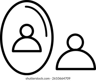 SelfReflection Mirror Vector Line Icon Design