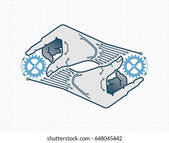 Self-Replication. Vector illustration on the subject of 'Industrial Design / Engineering'.