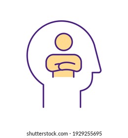 Self-sabotaging thoughts RGB color icon. Prevention from reaching own goals. Self-esteem lacking. Destructive behavior. Worthlessness, self-hatred feelings. Isolated vector illustration