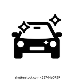 Self-Service Car Wash Icon On White Background. Cleaning Vehicle Vector Illustration. Washing, Drying Car Black And White Icon