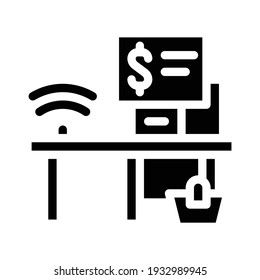 self-service checkout glyph icon vector. self-service checkout sign. isolated contour symbol black illustration