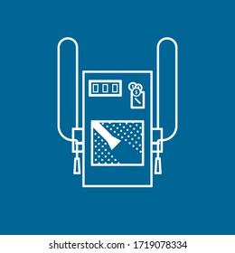Self-service double vacuum cleaner for cleaning the car interior. Stationary vacuum system at a gas station or self-service car wash. Modern line icon. Vector illustration for car cleaning business.
