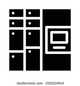 self-service mail or smart logistic system or digital lock glyph icon vector. self-service mail or smart logistic system or digital lock sign. isolated contour symbol black illustration