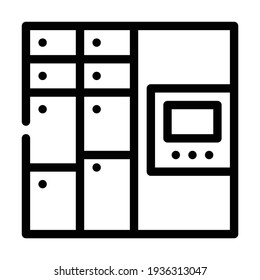 self-service mail or smart logistic system or digital lock line icon vector. self-service mail or smart logistic system or digital lock sign. isolated contour symbol black illustration