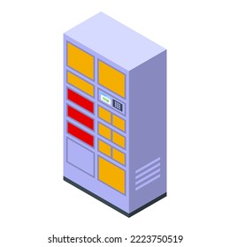 Self-service parcel delivery icon isometric vector. Package service. Grocery post