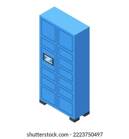 Self-service parcel delivery wardrobe icon isometric vector. Home package. Post service