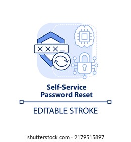 Self-service password reset light blue concept icon. Management abstract idea thin line illustration. Recovery software. Isolated outline drawing. Editable stroke. Arial, Myriad Pro-Bold fonts used