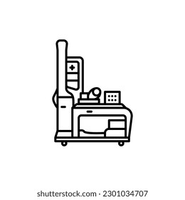 Self-service telemedicine black line icon. Pictogram for web page, mobile app, promo.