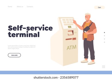 Self-service terminal for contactless payment advertising landing page design website template
