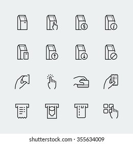 Self-service terminals icon set in thin line style