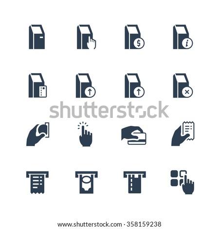 Self-service terminals vector icon set