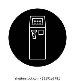 Self-service ticket machine black line icon. Pictogram for web page, mobile app, promo.