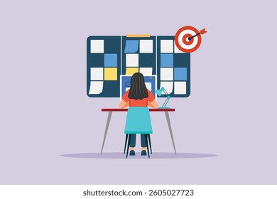 Self-set targets. Personal Goals Concept. Colored flat vector illustration isolated