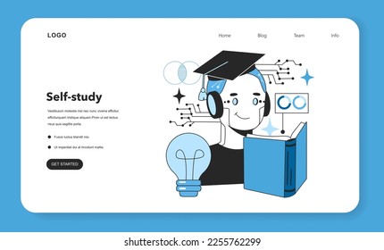 Self-study as an artificial neural network benefit. Self-learning computing system for data processing. Deep machine learning modern technology. Flat vector illustration