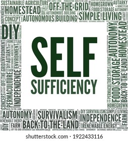 Self-sufficiency vector illustration word cloud isolated on a white background.