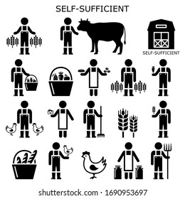 Self-sufficient farmer vector icons, self sufficiency farming concept, eco and green living design collection.

Independent slow-living person, sufficient living idea, self deficiency design