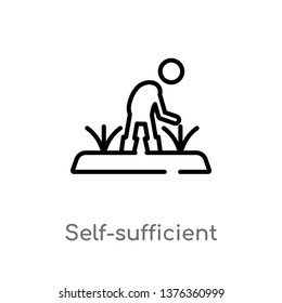 self-sufficient vector line icon. Simple element illustration. self-sufficient outline icon from agriculture farming concept. Can be used for web and mobile