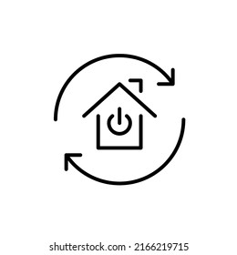 Self-sustainable smart home system. Pixel perfect, editable stroke line icon