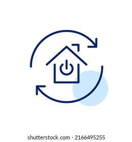Self-sustainable smart home system. Pixel perfect, editable stroke line art icon
