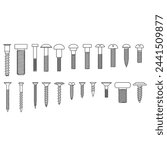 Self-tapping screw icon vector set. Screw illustration sign collection. Bolt symbol or logo.