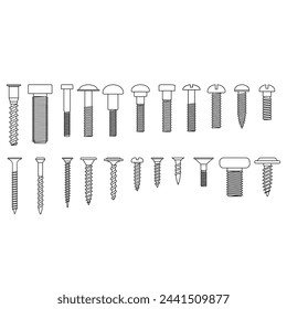 Self-tapping screw icon vector set. Screw illustration sign collection. Bolt symbol or logo.