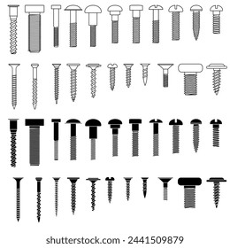 Self-tapping screw icon vector set. Screw illustration sign collection. Bolt symbol or logo.