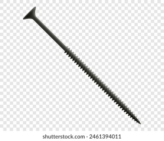 Self-tapping screw isolated on transparent background. Realistic 3d Vector illustration