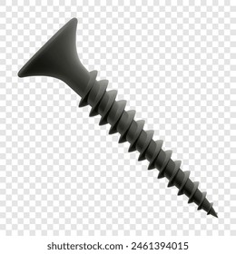 Self-tapping screw isolated on transparent background. Realistic 3d Vector illustration