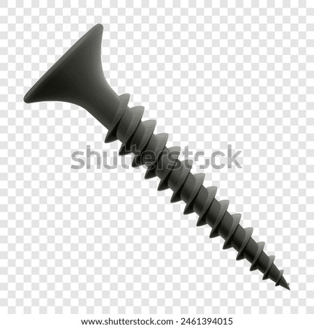 Self-tapping screw isolated on transparent background. Realistic 3d Vector illustration