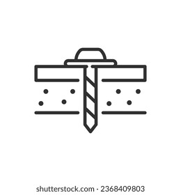 Self-tapping screw, linear icon. Line with editable stroke