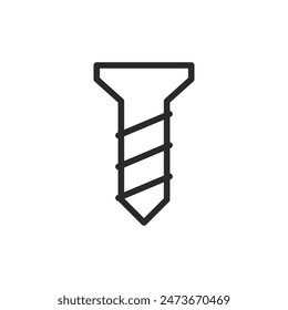 Self-tapping screw, linear style icon. Editable stroke width