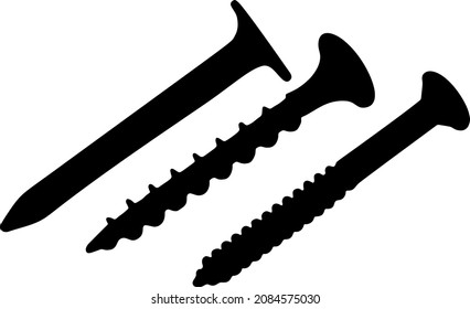 Self-tapping screw and nail included. Vector image.