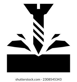 Self-tapping screw is screwed into the material shavings scatter icon black color vector illustration image flat style