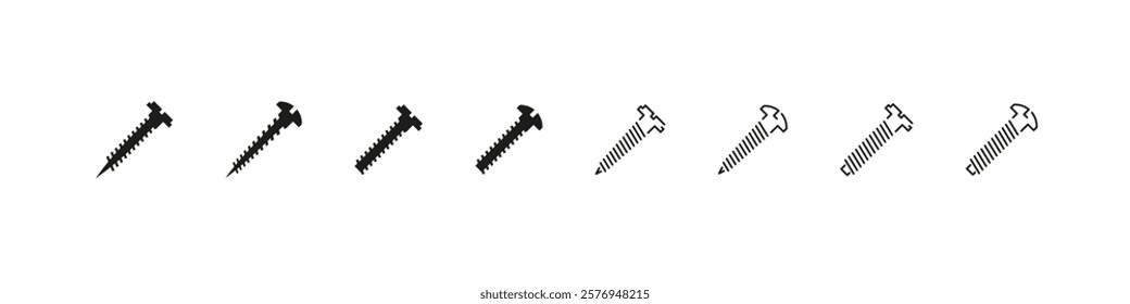 Self-Tapping Screw Vector Icon Set