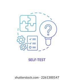 Self-test blue gradient concept icon. Recall learned materials. Knowledge control. Evaluate yourself. Assess abstract idea thin line illustration. Isolated outline drawing. Myriad Pro-Bold font used