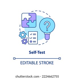 Self-test concept icon. Recall learned information. Knowledge control. Quiz yourself abstract idea thin line illustration. Isolated outline drawing. Editable stroke. Arial, Myriad Pro-Bold fonts used