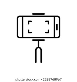 Selfy Stick outline vector icon isolated on white background. Selfy Stick line icon for web, mobile and ui design