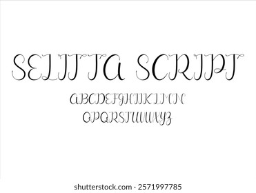 Selitta Script font for logo and headline. Isolated vector typeset